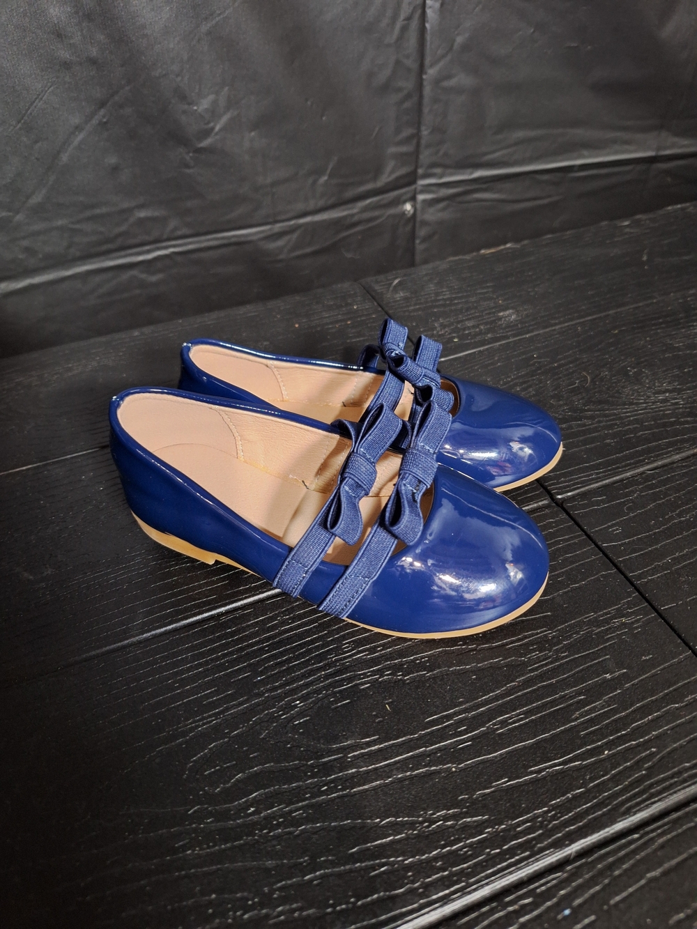 Patent Navy Bow-Strap Toddler Sz. 7 Flats